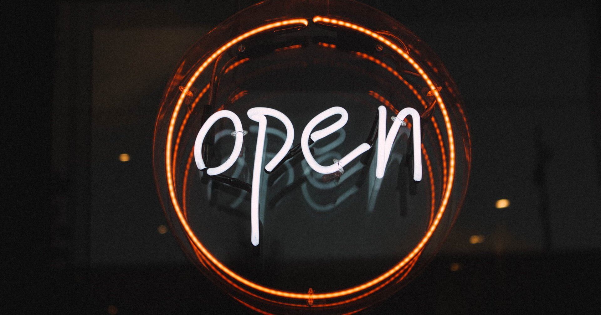 "open" neon sign